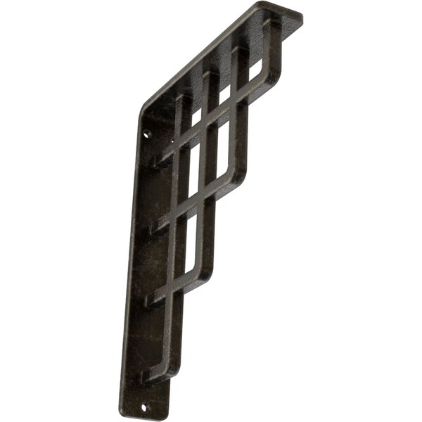 Ekena Millwork Diane Wrought Iron Bracket, (Single center brace), Antiqued Warm Silver 1 1/2"W x 5 1/2"D x 8"H BKTM01X05X08SDIAWS - main